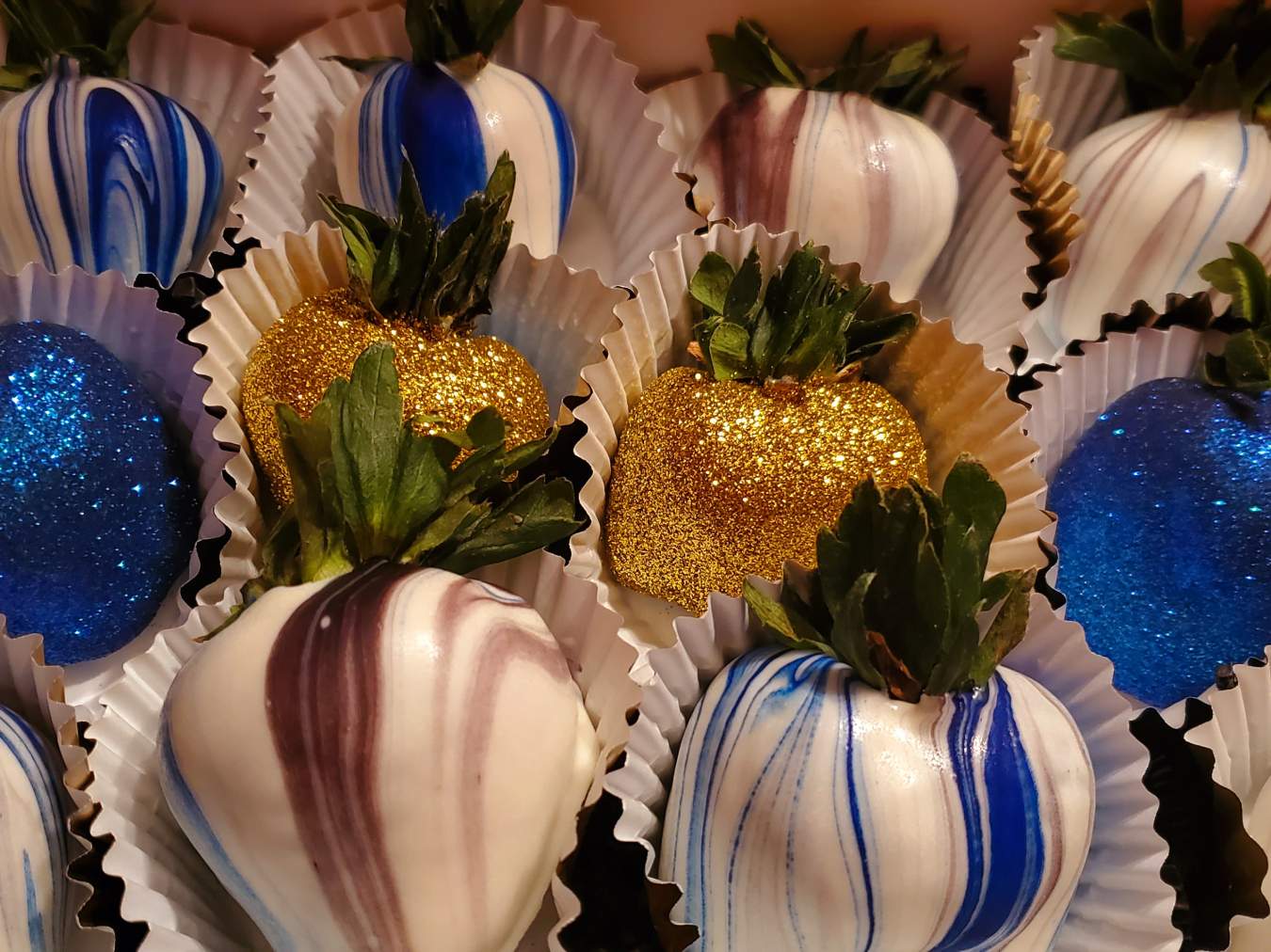 Blue, White, and Gold Strawberries